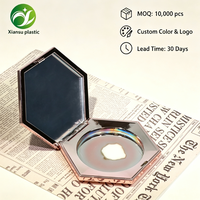 Boîte de luxe hexagonale OEM/ODM en plastique doré électroplaqué pour poudre et fard à joues, emballage cosmétique vide personnalisable en gros