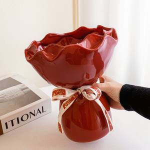 Jarrón de Cerámica Pequeño para Mesa de Salón, Adorno de Alta Gama para Recién Casados, Decoración para Arreglos Florales, Ambiente Festivo - Product Image 3