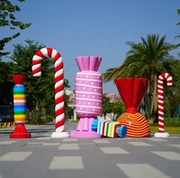 Simulation Candy Cane Swirls Fibre de verre Jardin Paysage Décoration Ornement pour Gâteau Dessert Amour