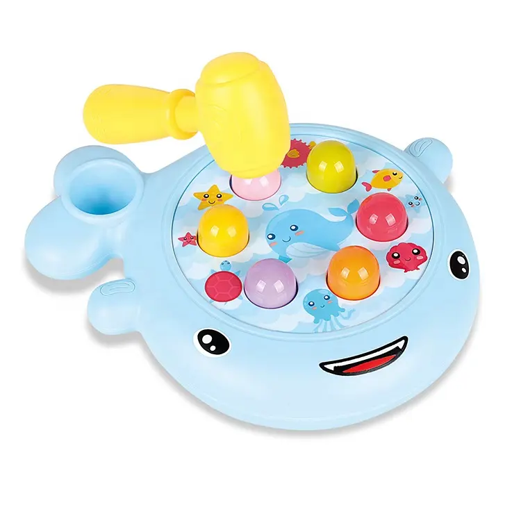 Juego de mesa de ballena para bebés, juguete de plástico multifuncional para golpear al bebé, con forma de martillo