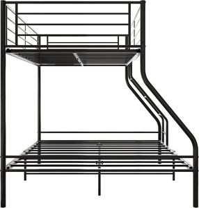 Endüstriyel Modern Tarz Ağır Hizmet Tipi Metal Ranza Yatak, Yan Merdivenli Güvenlik Korkulukları ile, Yaylı Yatak Gerektirmez (Siyah-3) - Product Image 4