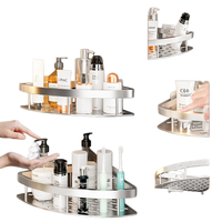 Vente directe d'usine d'étagères triangulaires de salle de bain en alliage d'aluminium de style américain, non perforées, pour lavabo, utilisation en salle de bain