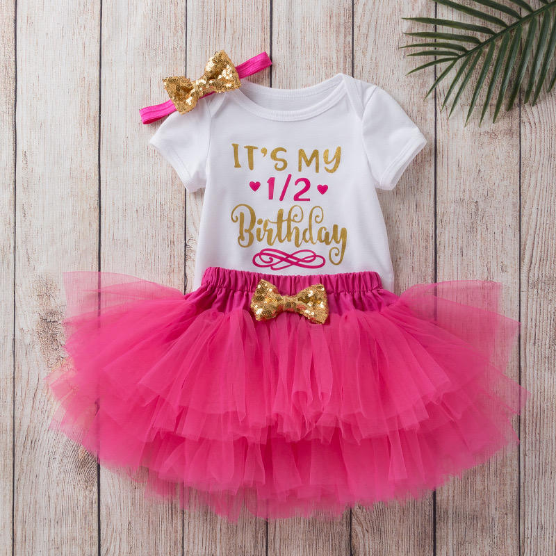 Birthday Party Half Birthday Dress Pink Dress For Baby Girl Half