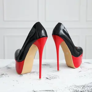 Scarpe con tacchi alti da 16cm per donna scarpe trasparenti con plateau da sposa classici tacchi alti con fondo rosso senza pizzo semplici