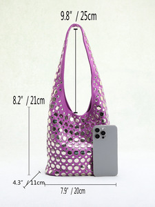 Ultime Borse a Spalla Nere alla Moda per Ragazze <span class=keywords><strong>con</strong></span> <span class=keywords><strong>Borchie</strong></span>, <span class=keywords><strong>Borsa</strong></span> Hobo da Donna <span class=keywords><strong>con</strong></span> Eleganti Rivetti Placcati, Borse Sottobraccia per Signore - Product Image 5