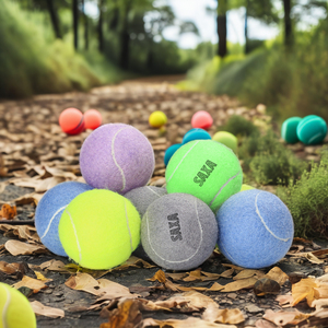 Custom Logo Eco-Friendly Chew Rubber & Felt <b>Dog</b> Toy Ball Solid Pattern Interactive Squeaky Pet Toy - Product Image 2