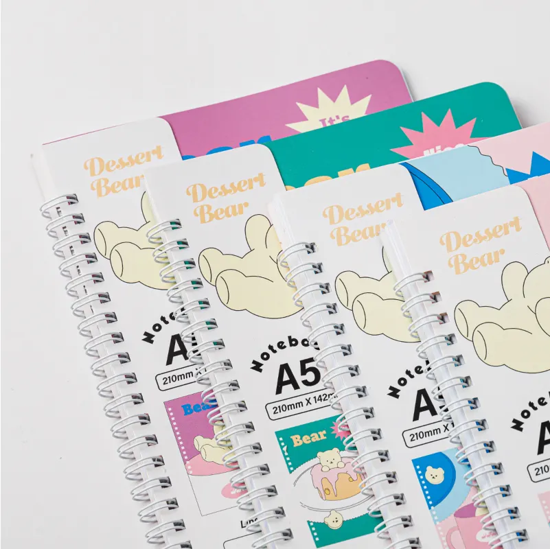 Cartoon School and Office Diary spiral notebook with colored index tab divider Kawaii Notebook