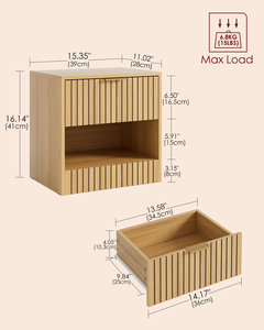 Table de <span class=keywords><strong>chevet</strong></span> moderne en chêne avec tiroir et étagère ouverte, petite table de <span class=keywords><strong>chevet</strong></span> design <span class=keywords><strong>cube</strong></span>, table d'appoint fine pour chambre à coucher et salon - Product Image 2