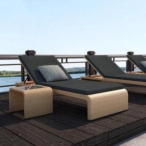 Chaise longue <span class=keywords><strong>de</strong></span> <span class=keywords><strong>jardin</strong></span> en rotin PE pour l'extérieur avec coussins, pour piscine, <span class=keywords><strong>jardin</strong></span>, cour, design moderne et simple, résistante au soleil, pliable - Product Image 2