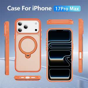 เคสโทรศัพท์แม่เหล็กสีส้มด้านแบบโปร่งแสงสำหรับ iPhone 17 13 14 15 16 Pro Max พร้อมขาตั้งวงแหวนโลหะ 360 องศา ป้องกันการกระแทก - Product Image 3