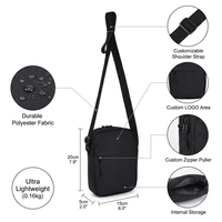Tas Selempang Kecil Hitam Custom Wanita Pria, Tas Messenger, Tas Bahu, Produsen Tas Selempang LOGO, Tas Crossbody Pria