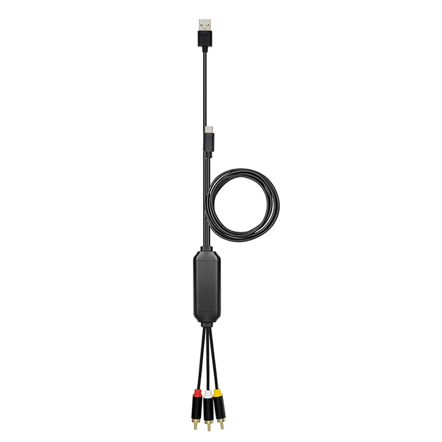Type C to RCA Converter Cable Charging Mirroring Function 480P Resolution PVC Jacket Monitor Projector Speaker Microphone 1.8m