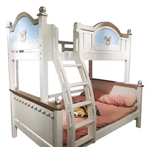 공장 직매 체리 우드 트윈 이층 침대 현대 미니멀리스트 이층 어린이 침대 어린이 침실 가구 어린이를위한 좋은 수면