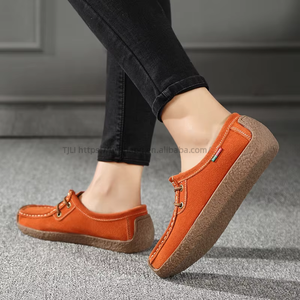 Women's European American Style Genuine Leather <b>Soft</b> Sole Slip-on Casual <b>Shoes</b> Flat Comfortable Mom <b>Shoes</b> Mom Style - Product Image 3