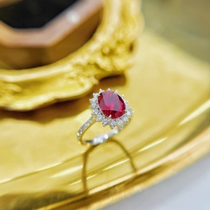 Luxeora Hot Bán hình bầu dục cắt phòng thí nghiệm phát triển <span class=keywords><strong>Ruby</strong></span> 1.5ct 3ct 18K vàng trắng trang sức engagement Ring xung quanh Vòng trang sức cho phụ nữ - Product Image 4
