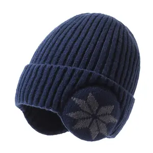 Manufacturer Wholesale Custom Ribbed Jacquard Men Thick Warm Knit Hat Neck Warmer Winter Beanie Hat