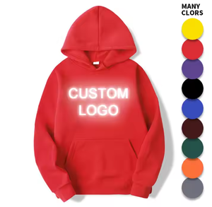 dropshipping Custom logo Oversized Hoodies Blank Cotton <b>Thick</b> <b>Fleece</b> Unisex Hoodies Pullover Men Reflective Hoodies - Product Image 1