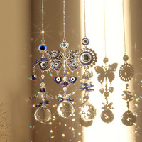 Pendentif attrape-soleil en cristal Œil protecteur, boule prismatique œil bleu papillon, ornement suspendu pour festival