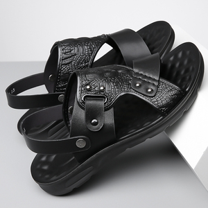 Sandales d'été pour hommes Vente en gros de chaussures de plage antidérapantes à <span class=keywords><strong>semelle</strong></span> épaisse pour usage extérieur Sandales de papa d'âge moyen à double usage - Product Image 5