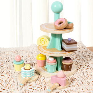 Support à dessert en bois multifonctionnel pour enfants Jeu <span class=keywords><strong>de</strong></span> simulation pour la scène du thé <span class=keywords><strong>de</strong></span> l'après-midi <span class=keywords><strong>Cuisine</strong></span> <span class=keywords><strong>Cuisine</strong></span> Set d'aliments et <span class=keywords><strong>de</strong></span> jouets Excellente idée cadeau - Product Image 5