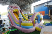 Château gonflable commercial couleur macaron pour enfants, château de saut gonflable pour parc d'attractions