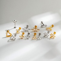 Perhiasan tindik tubuh YW 18G Stainless Steel Flat Back Labret Studs untuk bibir, daith, tragus, helix, rook, tulang rawan, dan tindik telinga.