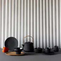 Оптовая продажа, черный матовый керамический чайник для кофе, чашки, чайный набор с деревянной ручкой