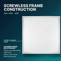 Panneau lumineux LED anti-éblouissement 40W 600 x 600 avec cadre sans vis pour applications de plafond en projet