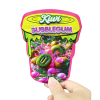 En stock, sachet debout en plastique Mylar holographique Kiwi Bubblegum, nouveau design, 3,5, avec boîtes assorties, fleurs, bonbons