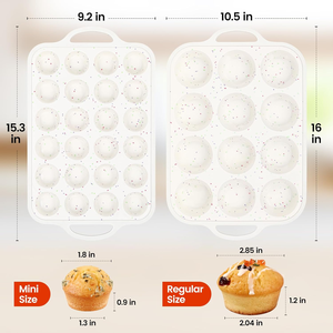 MUYULINS Factory 24-cup LFGB non-stick BPA Free metal reinforced frame mini silicone cupcake pan American <b>cake</b> <b>tin</b> baking mold - Product Image 5