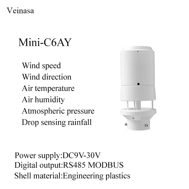 Veinasa Mini-C6AY-R Digital Ultrasonic Weather Station Outdoor Use Air Temperature Humidity Atmospheric Pressure Rain Sensor