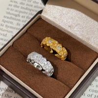 Bague de tennis éternité en argent sterling 925 avec zircon cubique bijoux de fête de fiançailles de mariage à la mode fleur brossage plaqué or