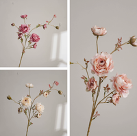 8 fleurs artificielles de rose Lefi Lulian faites à la main, style européen, pour la décoration de la maison, décoration murale de mariage, nouvel an - Matière plastique