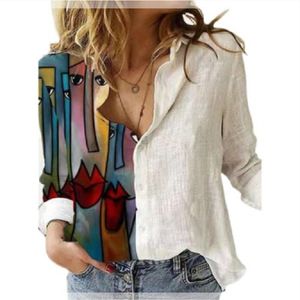 Camisa Blanca de Manga Larga con Estampado <span class=keywords><strong>Animal</strong></span>, Estilo Casual, para Comercio Transfronterizo Europeo y Americano <span class=keywords><strong>2021</strong></span> - Product Image 5