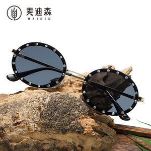 Maidis Oval Rhinestone Sunglasses For Women UV400 Metal <b>Frame</b> <b>Black</b> Lens Fashionable Outdoor Use - Product Image 1
