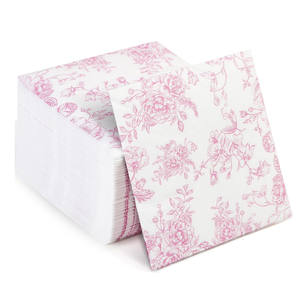 Essuie-mains jetables pour invités de table pour fête d'anniversaire avec logo de qualité supérieure Serviettes de cocktail à fleurs roses - Product Image 1