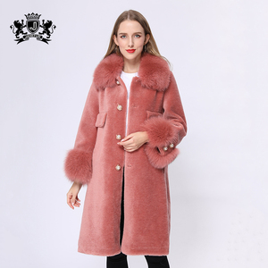 เสื้อโค้ทขนแกะแท้สไตล์<span class=keywords><strong>เกาหลี</strong></span> ดีไซน์หรูหรา พร้อมปกขนสุนัข<span class=keywords><strong>จิ้งจอก</strong></span>  ขนาดสั่งตัดได้ - Product Image 3