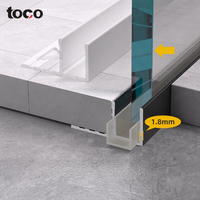 Profilé en F TOCO en alliage d'aluminium extrudé, canal encastré pour verre, idéal pour les parois de douche en verre sans cadre