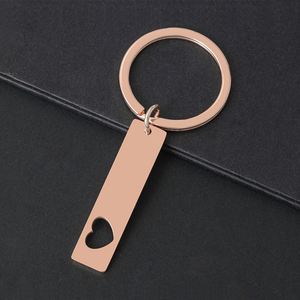 Brand New Hollow Heart Rectangle Stainless Steel <b>Custom</b> Blank <b>Keychain</b> for Gift - Product Image 4