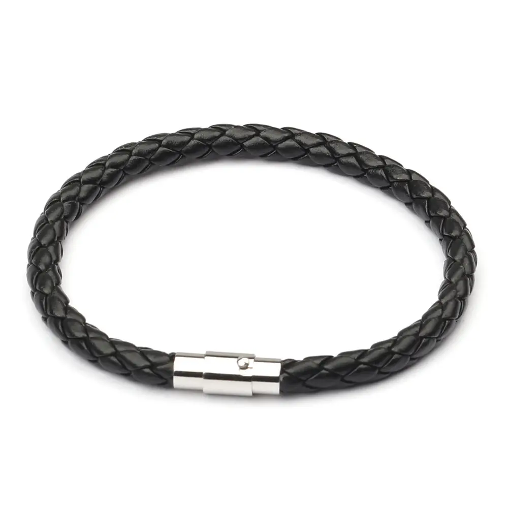 Black Magnetic Knots PU Leather Weaved Bracelets