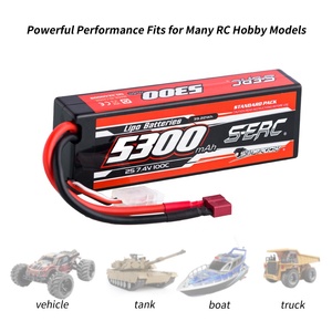 סוללת ליפו SUNPADOW 2S <span class=keywords><strong>7.4V</strong></span> <span class=keywords><strong>5300mAh</strong></span> 100C מארז קשיח עם תקע T עבור RC כרכרה טרגי רכב רכב סירה משאית מיכל - Product Image 5