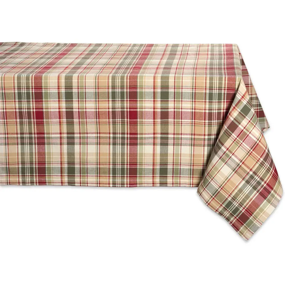 100% Cotton Custom Red Green Christmas Plaid Square Tablecloth Tea Towel Set Kitchen Table Clothes