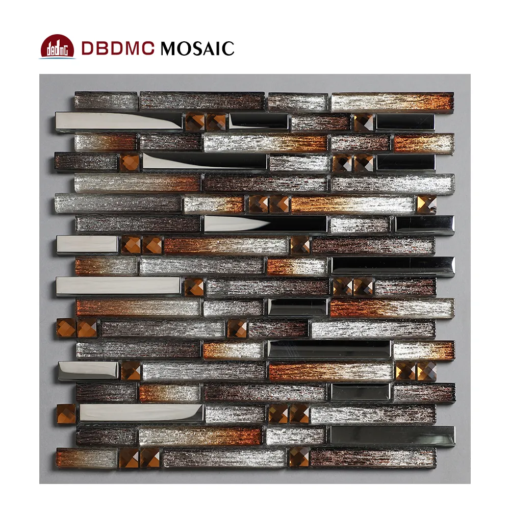 300*300 Wholesale Metal Mixed Glass And Resin Mosaic Wall