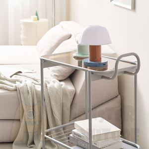 Chariot roulant de cuisine, chariot utilitaire avec roulettes, porte-bouteilles mobile et chariot de rangement pour livres, chariot de service en métal avec plateau en verre - Product Image 5