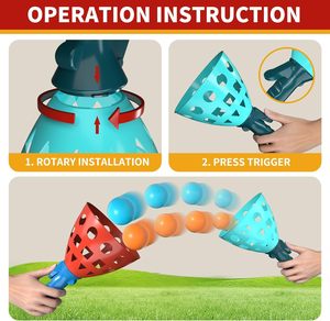 Gioco Pop Pass Catch Ball per Esterni con 2 Canestri Lanciatori e 5 Palline, Giocattolo Sportivo Estivo per Spiaggia e Giardino, Regalo per Feste di Compleanno - Product Image 2