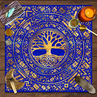 Taplak Meja Kartu Tarot YIAN, Alas Ramalan Zodiak Misterius, Dekorasi Permainan Papan Poliester Portabel Tahan Air