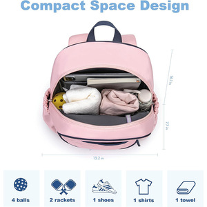 Tennis bag Pick ball bag Quilted Pick ball backpack with <b>shoe</b> compartment and waterproof pocket Pick racket bag Sports fitness - Product Image 4