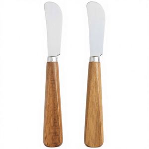 Ensemble de couteaux Lacusmare, 2 couteaux ergonomiques avec manche en bois d'acacia, lames en acier inoxydable durables, épandeur lisse pour beurre et fromage - Product Image 2