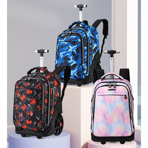 Rolling <b>Backpack</b> For Students With <b>Large</b> Wheels And Retractable Handle School Use Unisex - Product Image 2