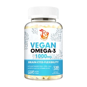 Gélules végétaliennes Oméga-3 à prix de gros avec DHA, Vitamine D3 et K2 – Complément pour des niveaux sains de DHA, de Vitamine D3 et de Vitamine K2, favorisant la santé de la peau, des articulations et de la vision - Product Image 1